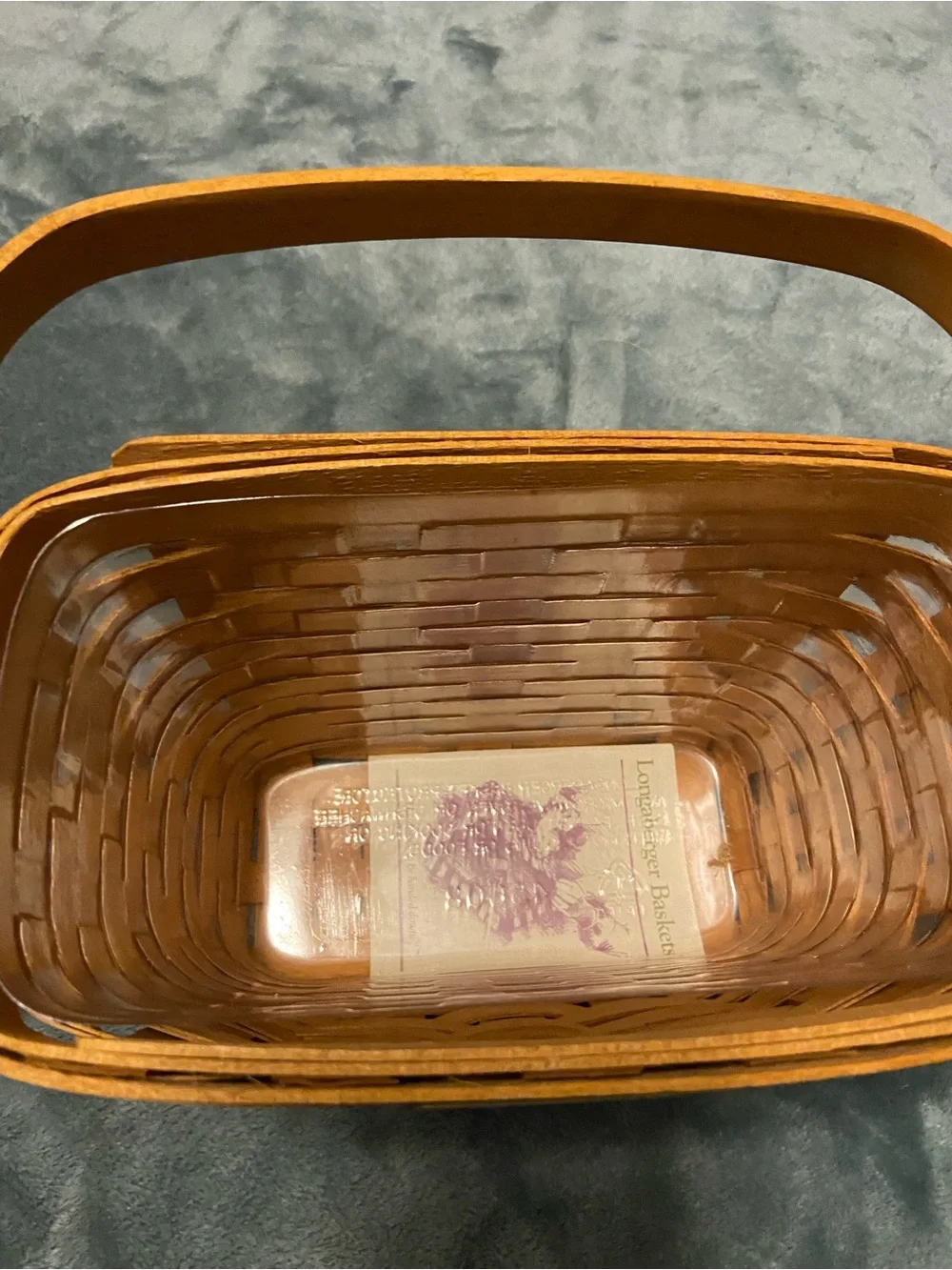 Longaberger 1995 Dresden baskets signatures lid protector 9x7